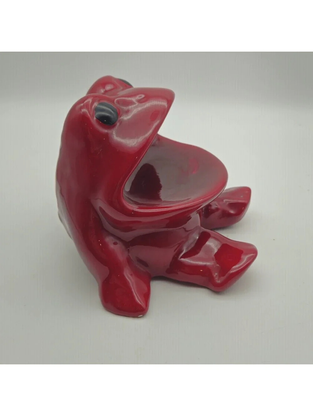 MCM Burgandy Ceramic Frog Toothpaste/Toothbrush Holder